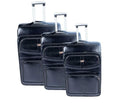 Stylish Luggage Bag Set of 3 PU Leather Travel Suitcases - Black