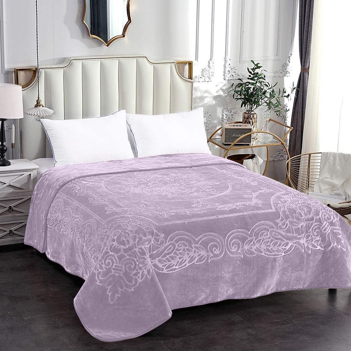 Rainbow - Luxury Mink Blanket 230x200cm - Warm Winter Fleece - Soft Lilac