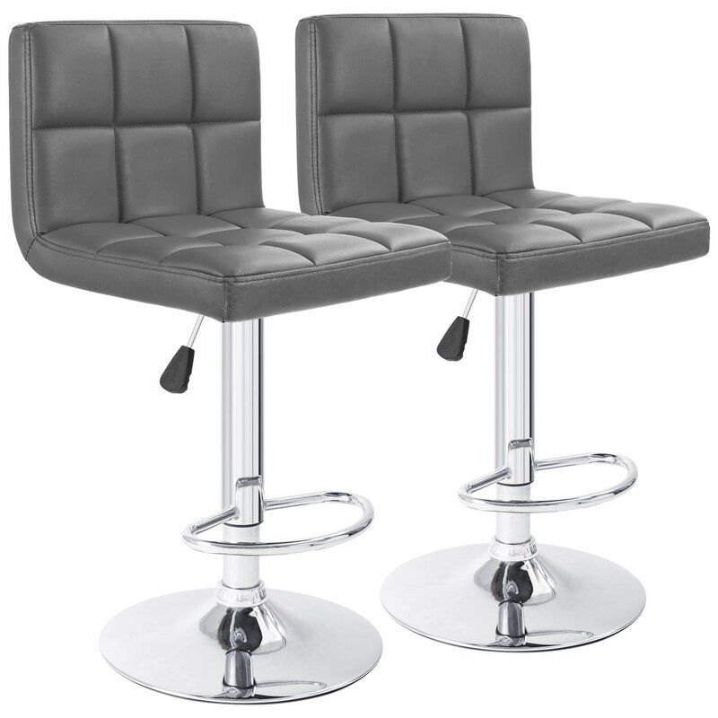 Bar Stools / Kitchen Counter Breakfast Swivel Chairs - 2 Pack - Grey