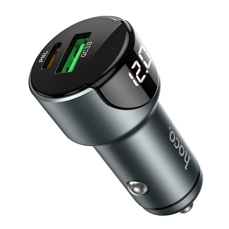 Hoco Z42 PD20W + QC3.0 Quick Car Charger - Grey