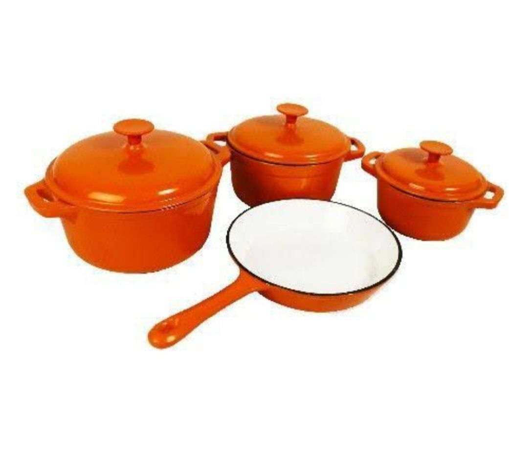 Dream World-Cast Iron 7pcs pots set - Orange
