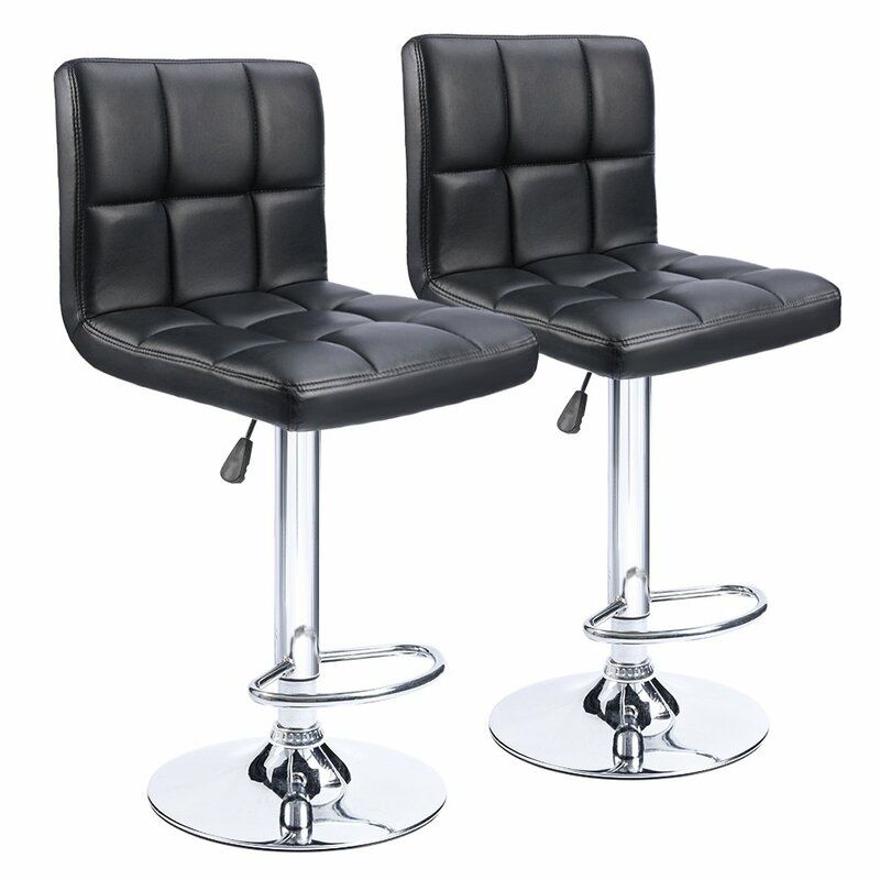 Bar Stools / Kitchen Counter Breakfast Swivel Chairs - 2 Pack - Black
