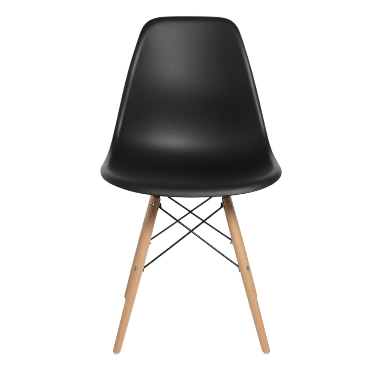 SMTE Modern Mid-Century Dining Chair with Solid Wood Legs S-A304 - Black