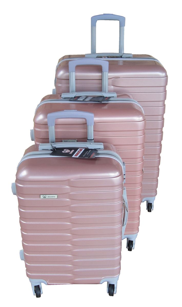 Mooistar Travel Luggage 3 Piece Suitcases Spinner - Rose Gold