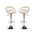 Bamboo Height Adjustable Cutout Barstools - set of 2 - Beige