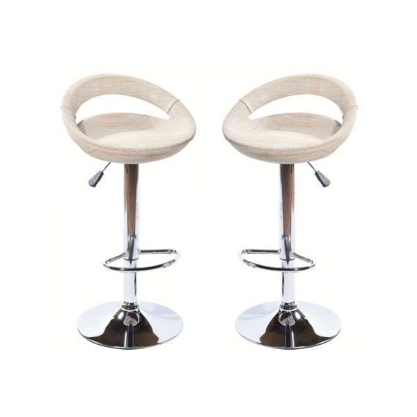 Bamboo Height Adjustable Cutout Barstools - set of 2 - Beige