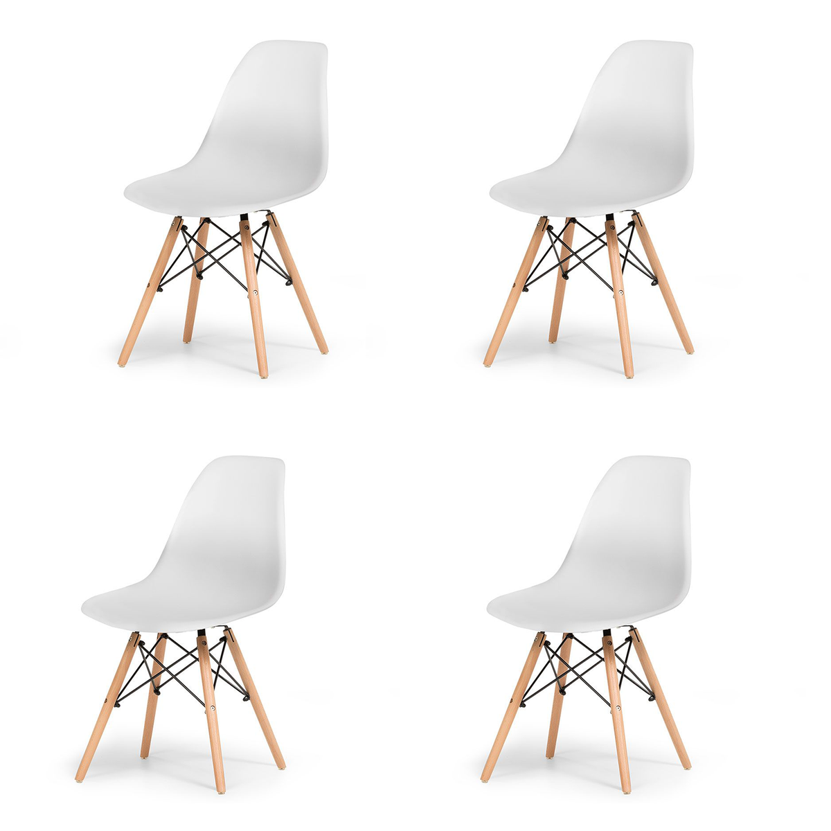 Stylish Nordic Design Eames Chairs Furniture Set - White - 4pcs