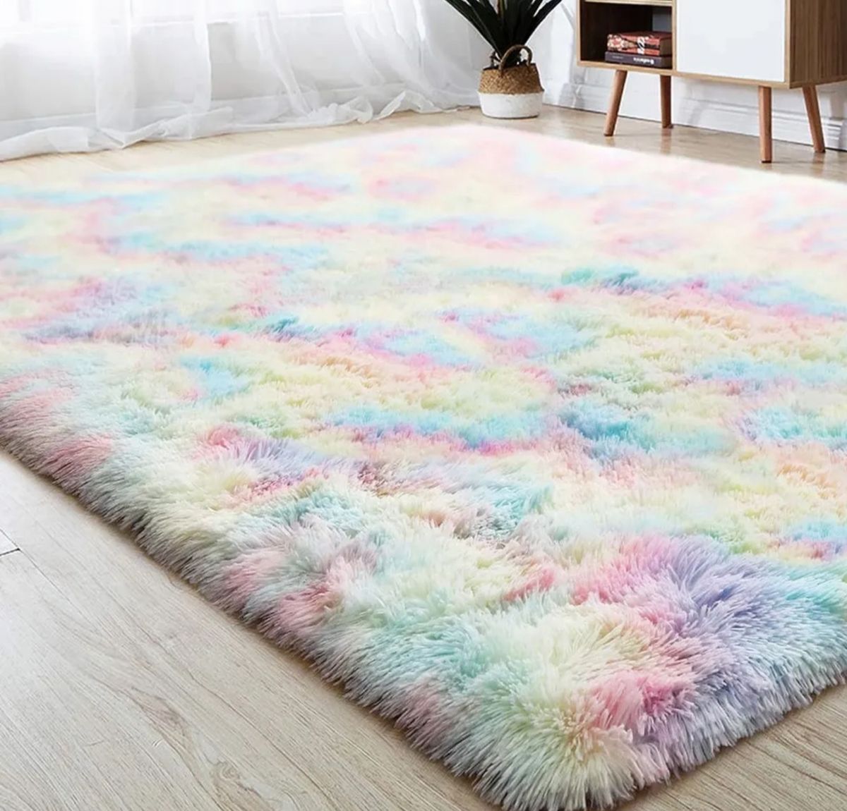 Fluffy Carpet/Rug- Rainbow