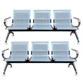 SMTE - S-503 Steel Office Waiting Bench Chair 3 Seater - Silver - Set Of 2