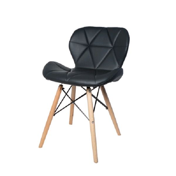 Sophia Faux Leather Wooden Leg Chair - Black