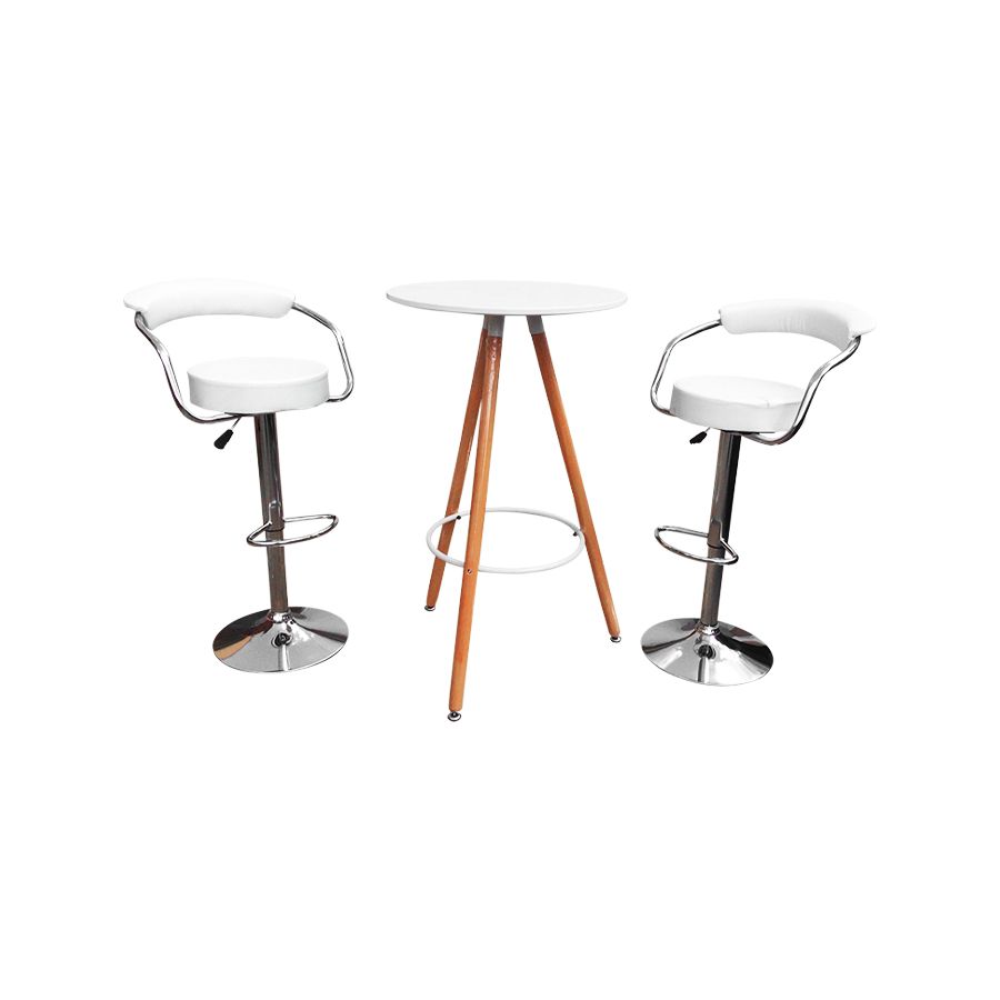 Cocktail Table with 2 Barstools - White