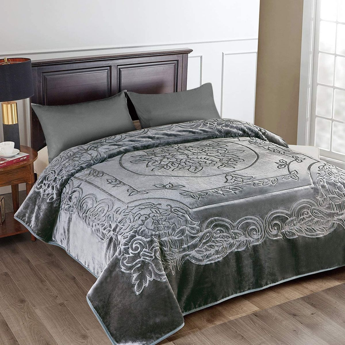 Camel - Luxury Mink Blanket 220x200cm - Warm Winter Fleece - Liquid Grey