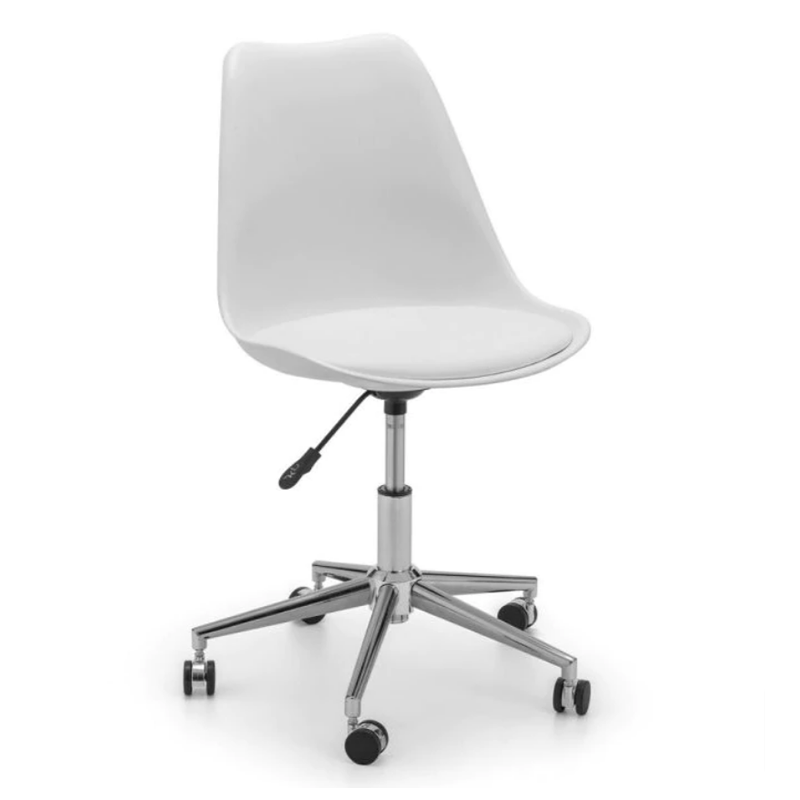 Armless Adjustable Swivel Mid-Back Task Office Chair with Wheels - White