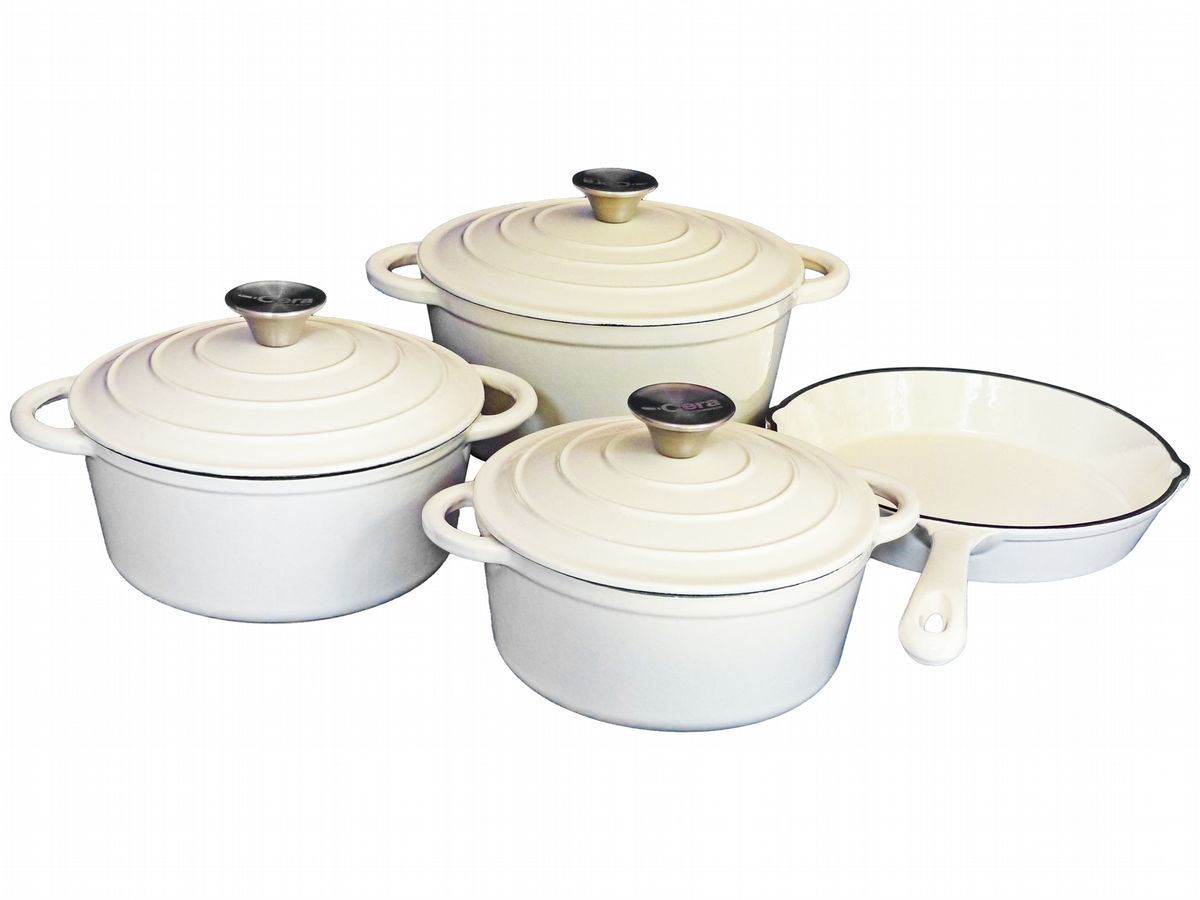 Pot Set Cast Iron Cream 7 pc Set