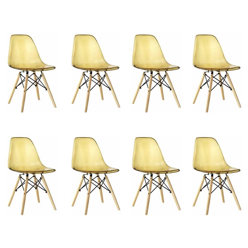 Multi-Functional Modern Design Transparent Eames Chairs Set - 8-Piece - Gold