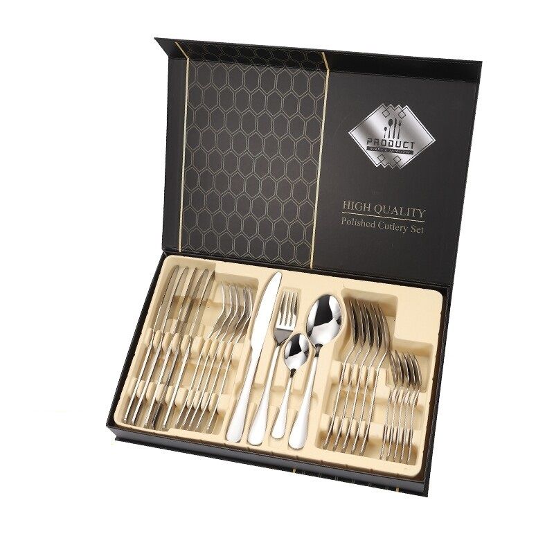 24 Piece High Quality & Exquisite Polished Cutlery Set - Silver