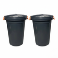 SMTE - 2 Pack 75L Heavy Duty Plastic Bins with Secure Lids & Handles - Grey