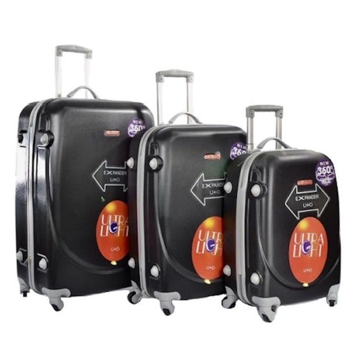 Lightweight Luggage Set - Black - 3 Piece