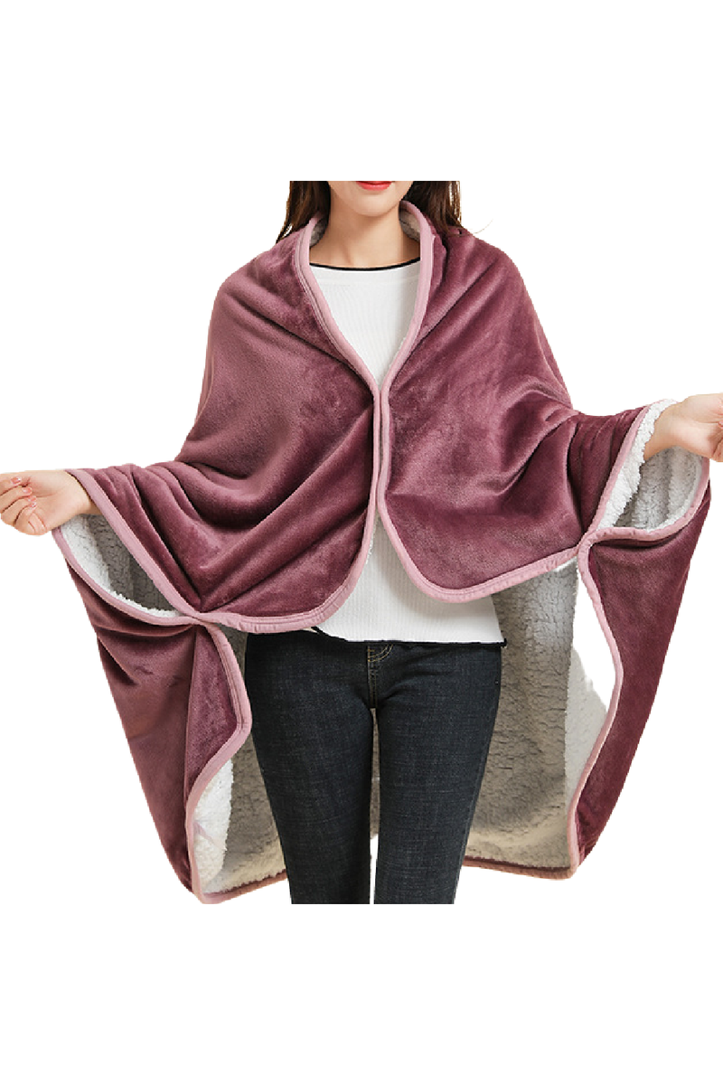 BLS-Fashionable Winter Poncho - Pinkish Purple