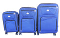 Trolley 3 Piece Travel Luggage Spinner - Fabric - Blue
