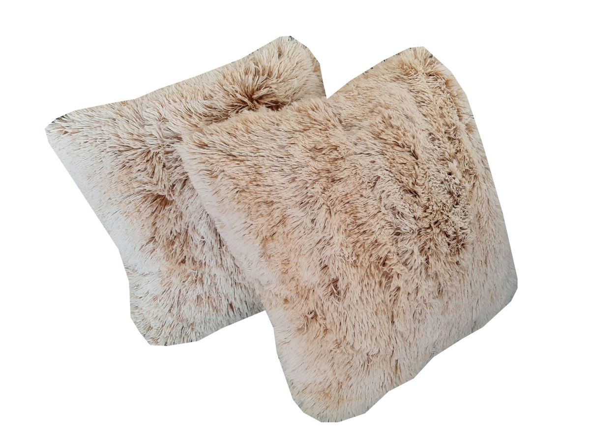 Soft Fluffy Scatter Cushions - Set of 2 - 40x40cm - Brown