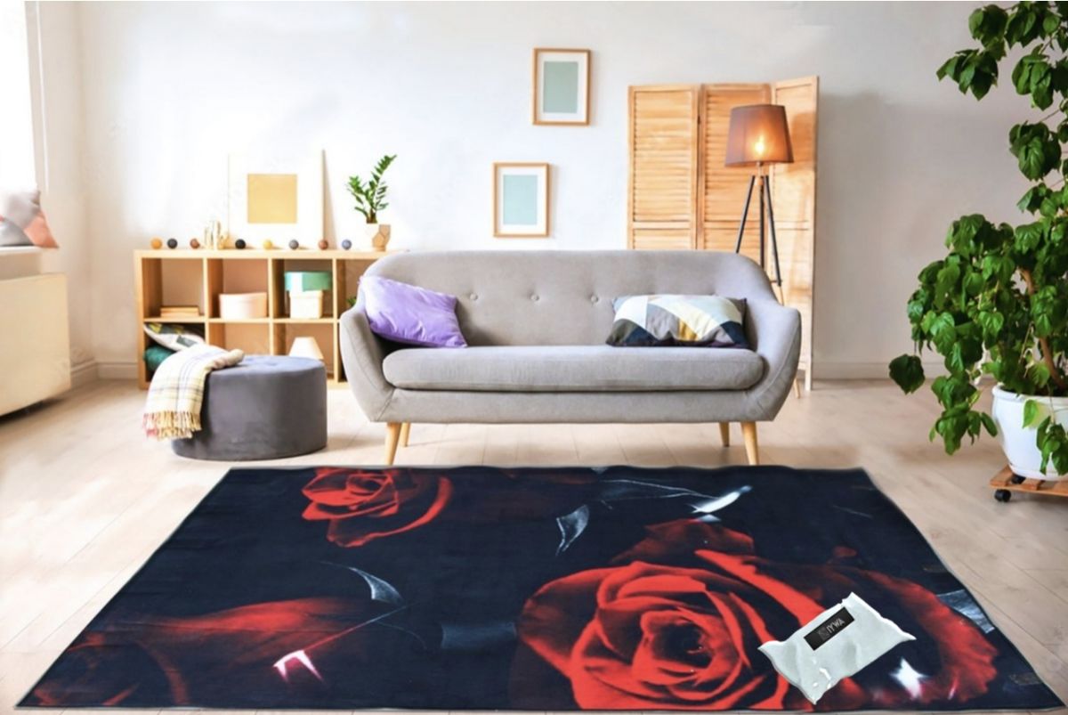 200cm by 150cm - Modern 3D Design Area 39 Rug & Complementary IYWA Tieback