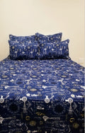 5 Piece Quilt Set Blue & White Eiffel Tower Bedspread Set