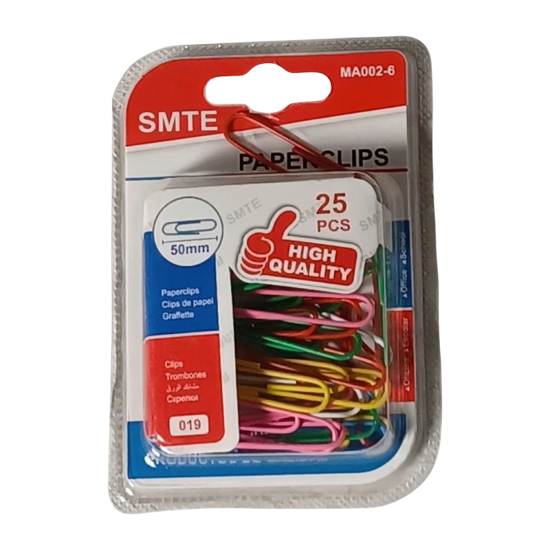 SMTE 25-Piece 50mm Large Vinyl Coated Colored Paper Clips