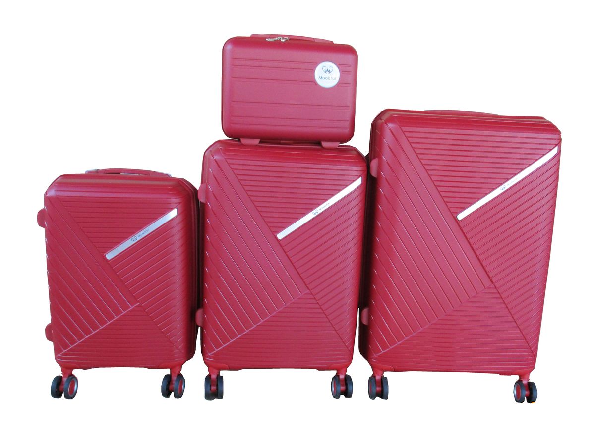 Unbreakable Travel Luggage 4 Piece Suitcases Spinner - Wine Red
