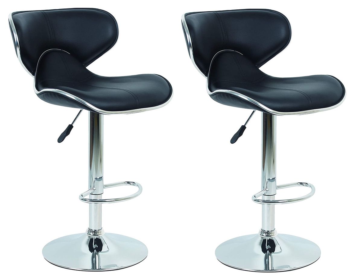 Bar Stools / Breakfast Kitchen Breakfast Chairs - Set of Two – Black Colour