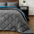 5 Piece Reversible Comforter Grey/Blue Lightweight - Double
