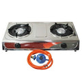 Stainless Steel 2 Burner Gas Stove - Tabletop LPG Cooker