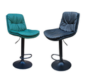 Soft Padded Perla Black Based Bar Stools - Green