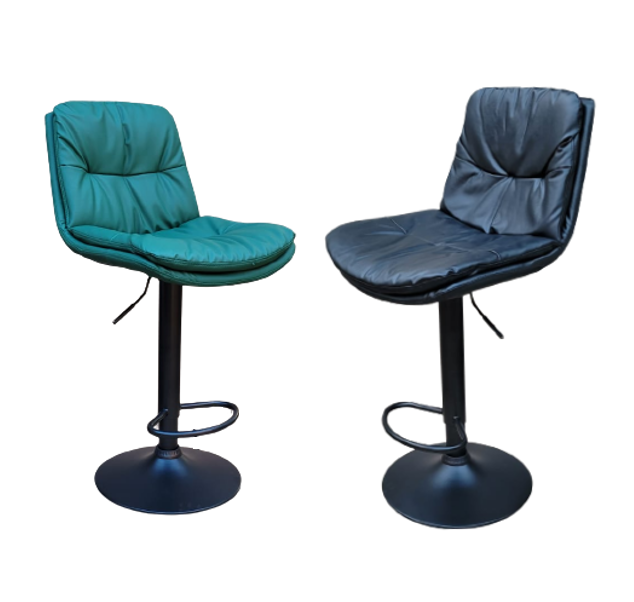 Soft Padded Perla Black Based Bar Stools - Green