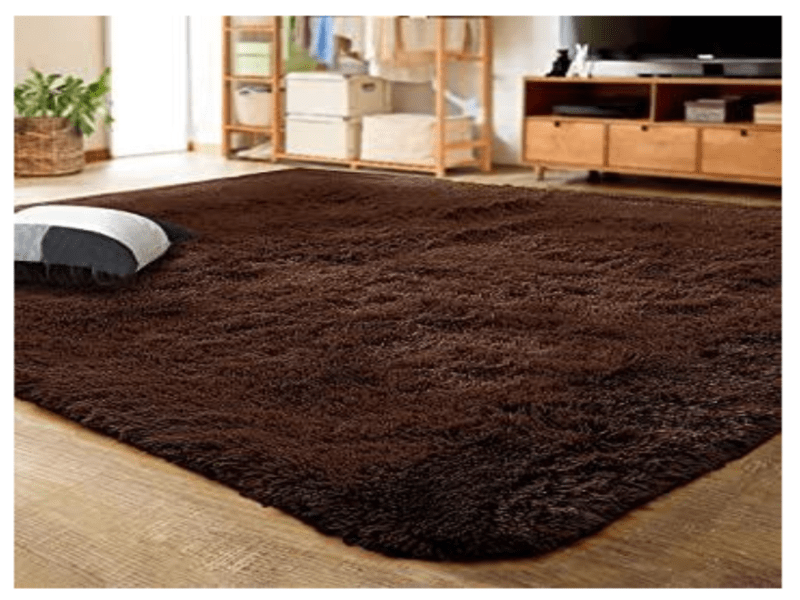 Fluffy Rug/Carpet - Plain Dark Brown