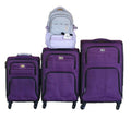 Expandable Fabric Luggage Set with Wheels & Backpack - Purple - 3 Piece
