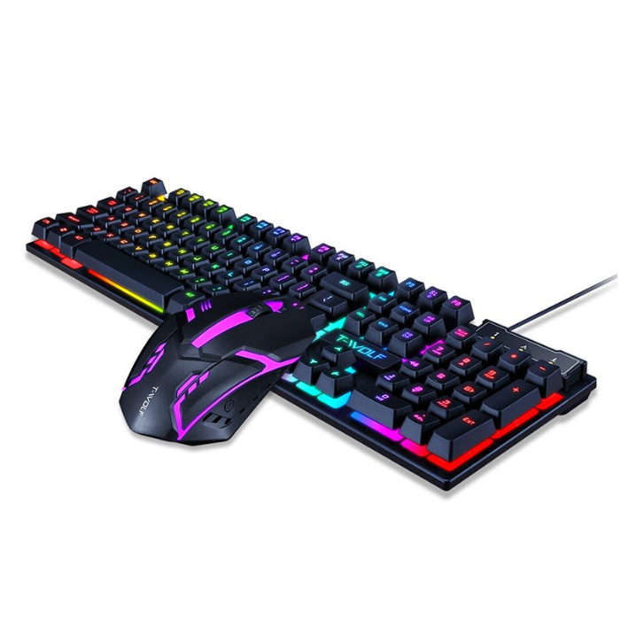 T-Wolf Rainbow Backlit Gaming Keyboard and Mouse set GG-TF-200