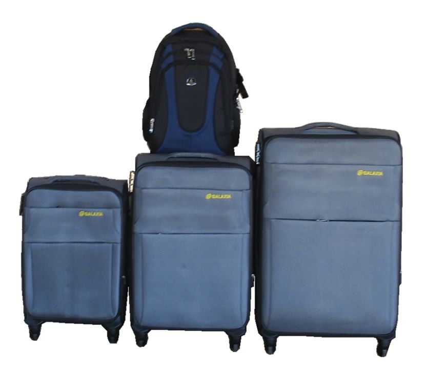 Galaxia 3-Piece Fabric Spinner Luggage Set with Travel Backpack - Grey