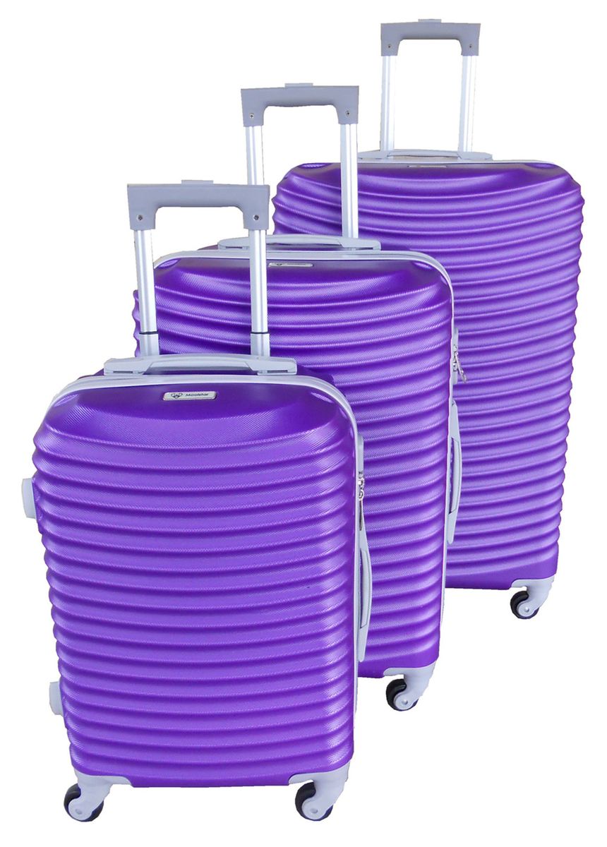 3 Piece Hard Outer Shell Lightweight Luggage Set - Purple