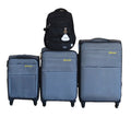 GALAXIA 3-Piece Slate Blue Spinner Luggage Set with Black Travel Backpack
