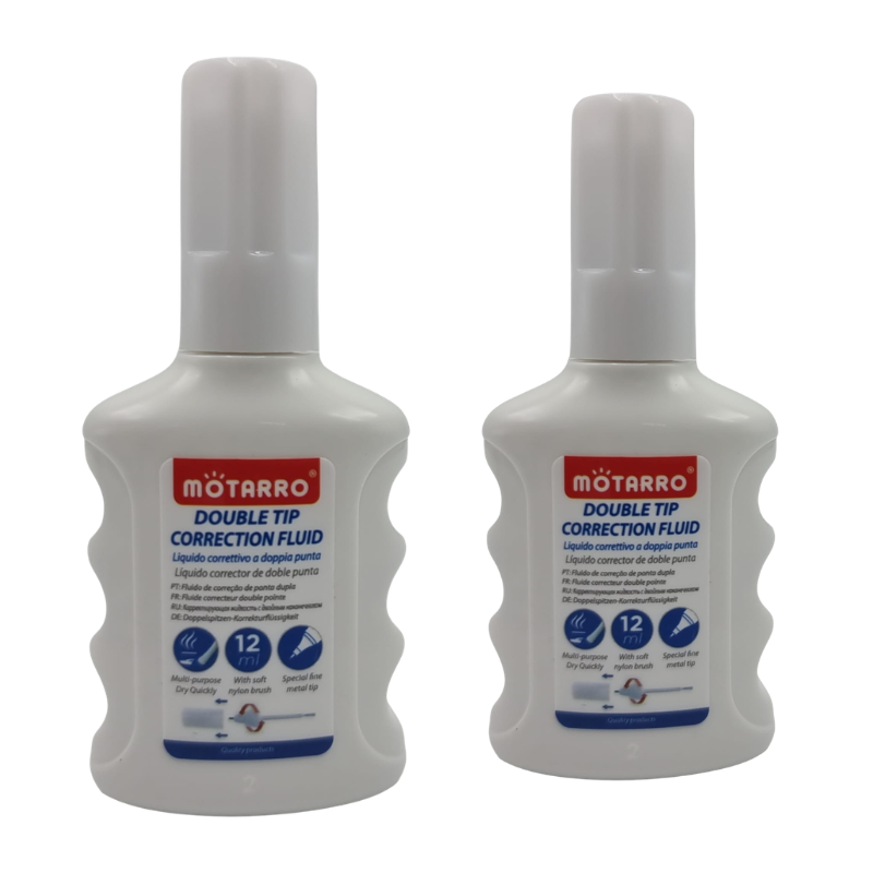 MT 12ml Double Tip Correction Fluid - Metal Tip & Brush - 2 Pack