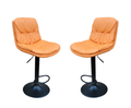 Soft Padded Perla Black Based Bar Stool - 2 Piece - Orange