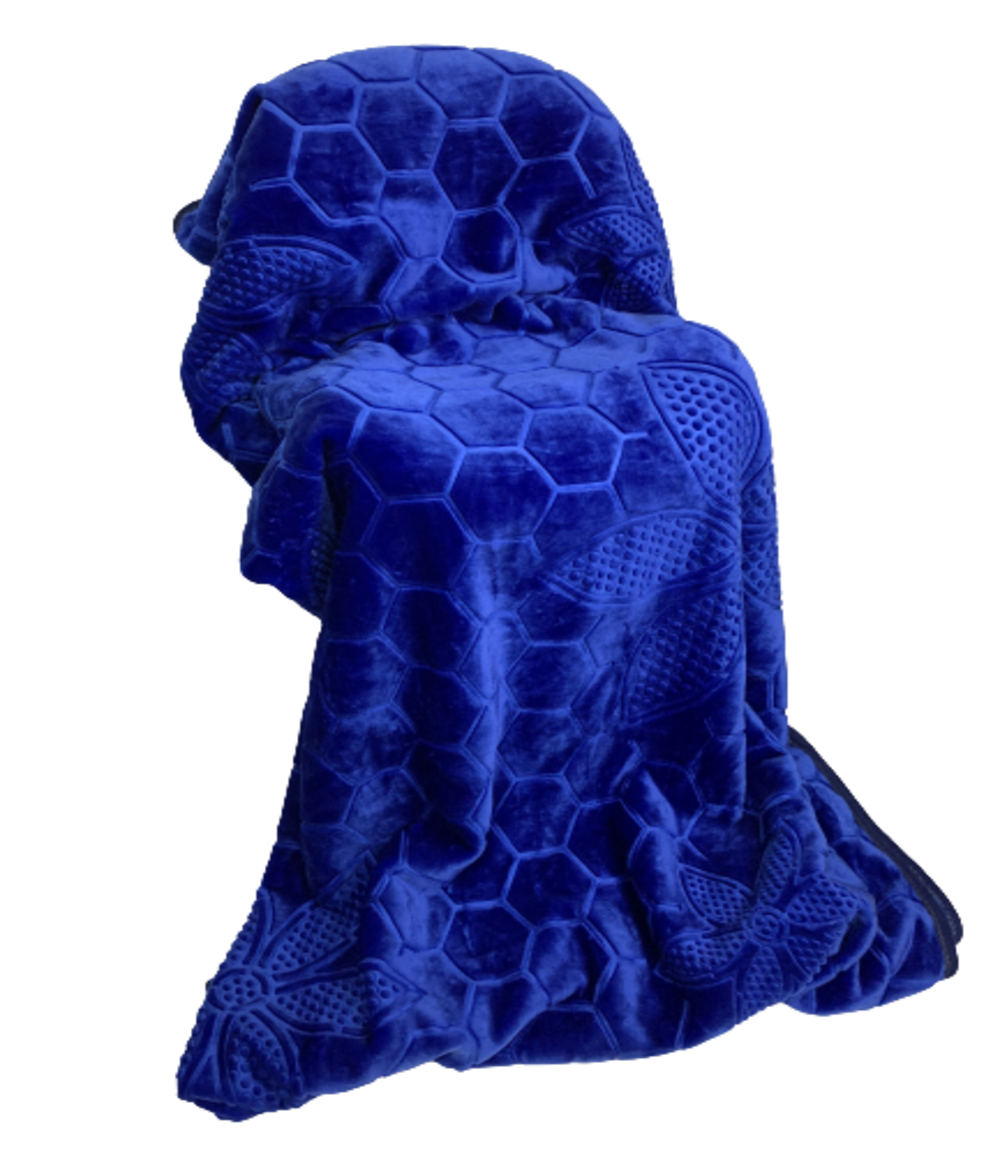 Queen Size Blanket Super Soft Honeycomb Pattern - Blue