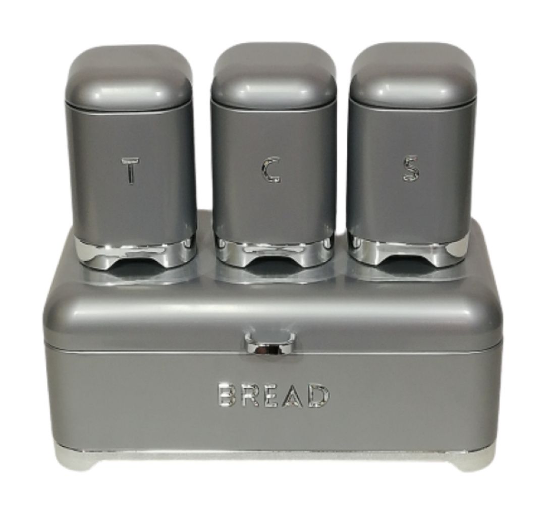 GB Royal Tea Coffee Sugar and Bread Bin Set - Grey