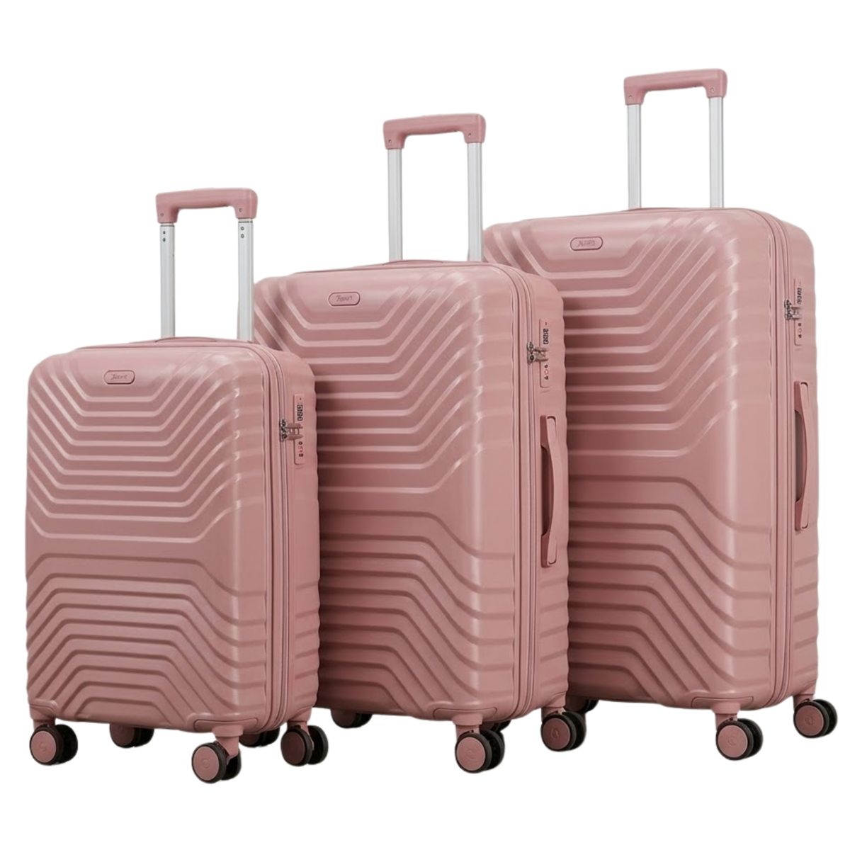 SMTE - Xpart 3 Piece Polypropylene Suitcase Set 8 Wheel - Pink