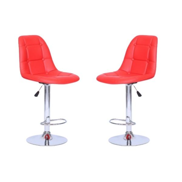 Chic Bucket Seat Bar Stools - Set of 2 - Red