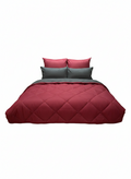 5-Piece Reversible Diamond-Stitched Comforter Set - Burgundy & Grey - Queen