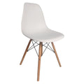 SMTE Modern Mid-Century Dining Chair with Solid Wood Legs S-A304 - White