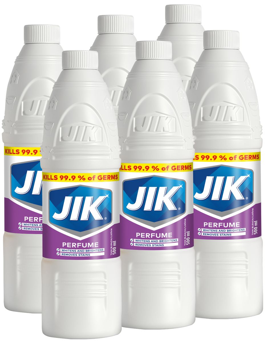 JIK 6 x 500ml, Germ Killing, Liquid Thin Bleach, Stain remover, Perfumed