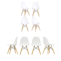 8 Pieces Elegant White Chairs with Wooden Legs